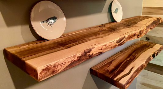 Live Edge Maple Shelves with Plate Groove