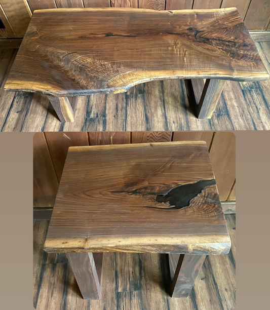 Live Edge Walnut Table Set with Complementary End Table