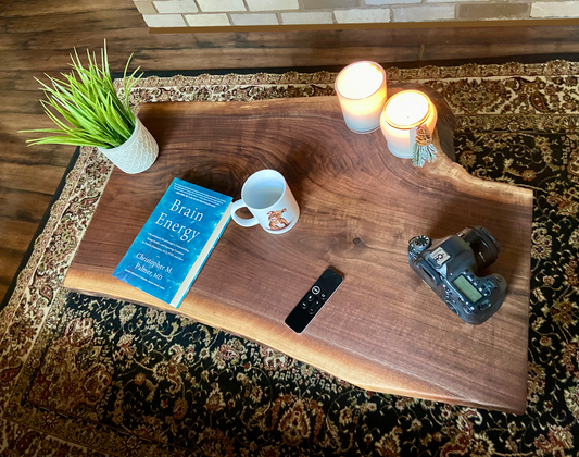Live Edge Walnut Wood Coffee Table|Rustic Live Edge Coffee Table|Natural Edge Black Walnut Table|Live Edge Wood Rustic Walnut Table