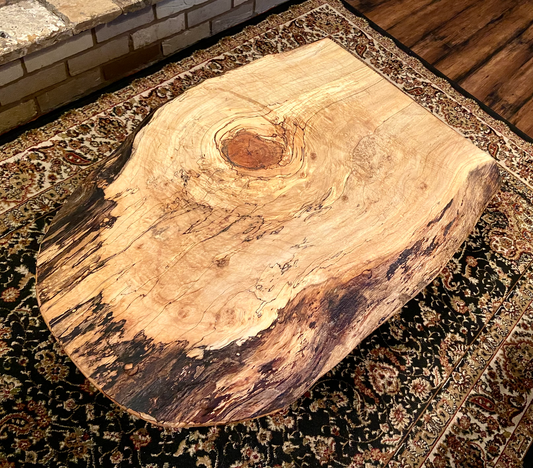 Round Live Edge Spalted Maple Wood Table