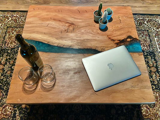 Large Sycamore Epoxy Resin River Pour Table