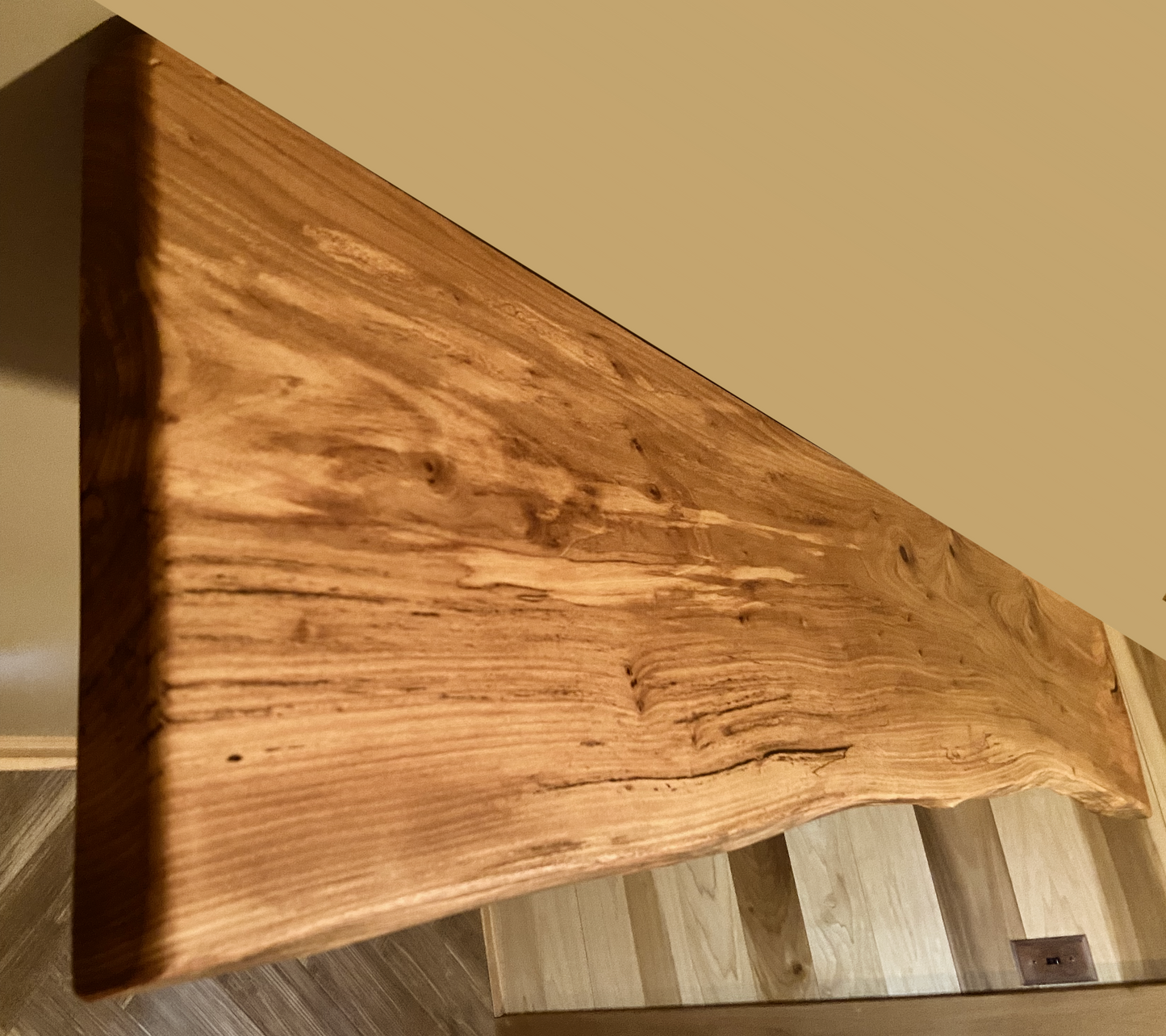 Live Edge English Chestnut Wood Customizable Floating Shelves