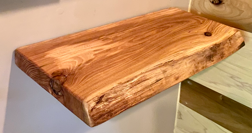 Rustic Chic Live Edge Chestnut Floating Shelves Set of 4