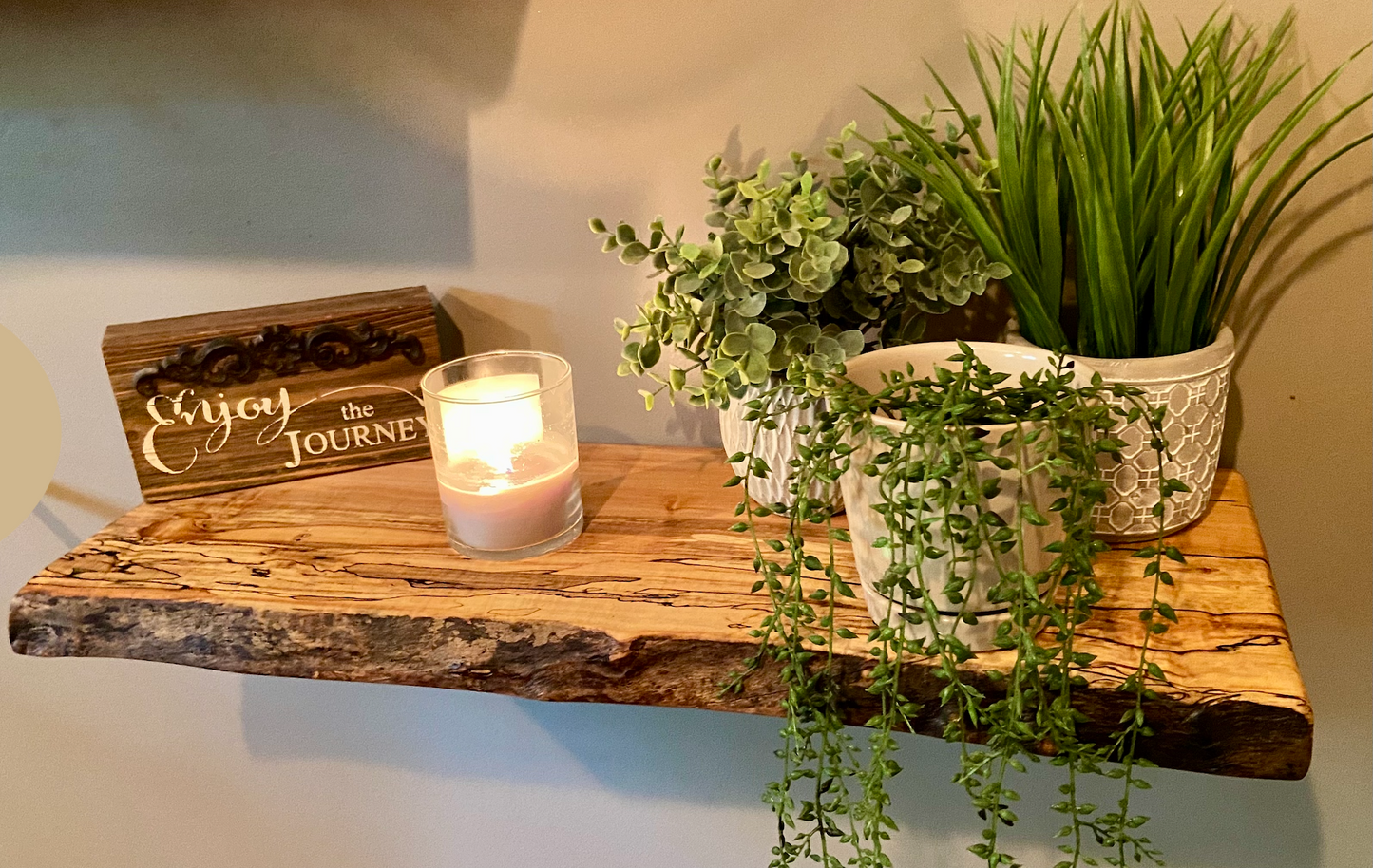 quick ship - Set of 2 Live Edge Spalted Maple Floating Shelves Set|Pair of Ambrosia Maple Natural Edge Rustic Wood Shelves|Display Shelf Set