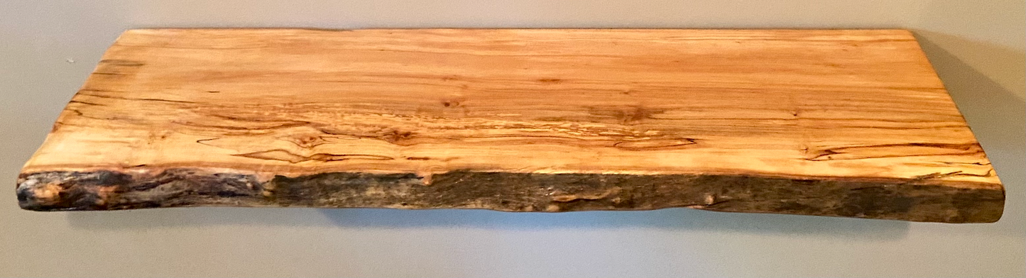 quick ship - Set of 2 Live Edge Spalted Maple Floating Shelves Set|Pair of Ambrosia Maple Natural Edge Rustic Wood Shelves|Display Shelf Set