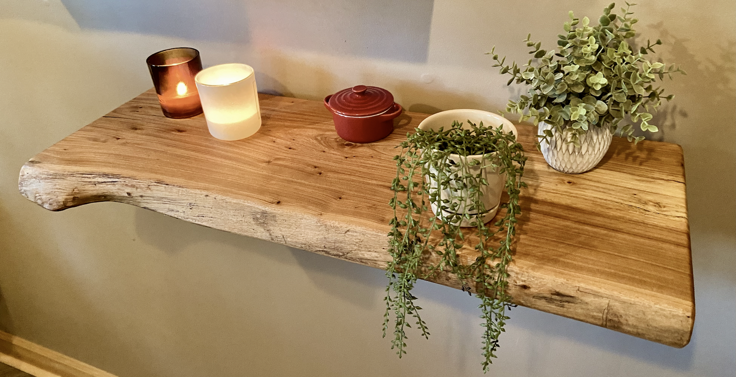 Set of 2 Live Edge English Chestnut Wood Floating Shelves|Live Edge Shelf|Live Edge Rustic Shelves|In Stock Live Edge Chestnut Shelves