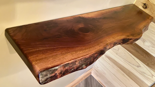 Custom Live Edge Walnut Floating Shelf, Live Edge Black Walnut Shelf, Live Edge Wood Display Shelf, Rustic Walnut Mantel, Rustic Wall Shelf