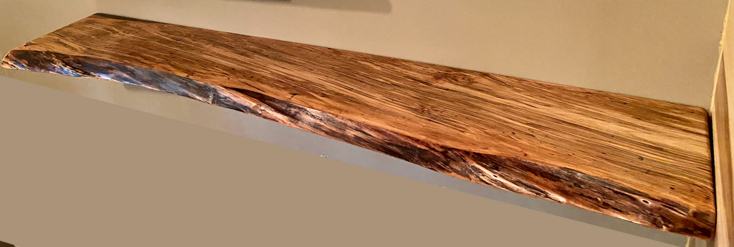 Customizable Live Edge Spalted Maple Floating Shelves, Wormy Maple Natural Edge Wood Shelf, Live Edge Ambrosia Maple, Live Edge Mantel