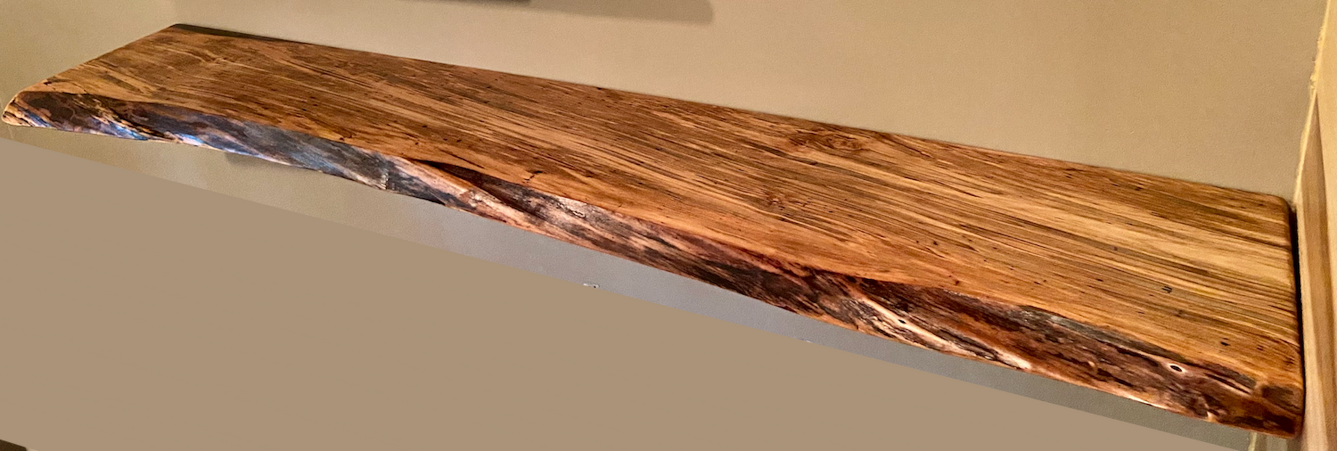 Live Edge High Figure Maple and Spalted Maple Floating Shelves – Steel Oak