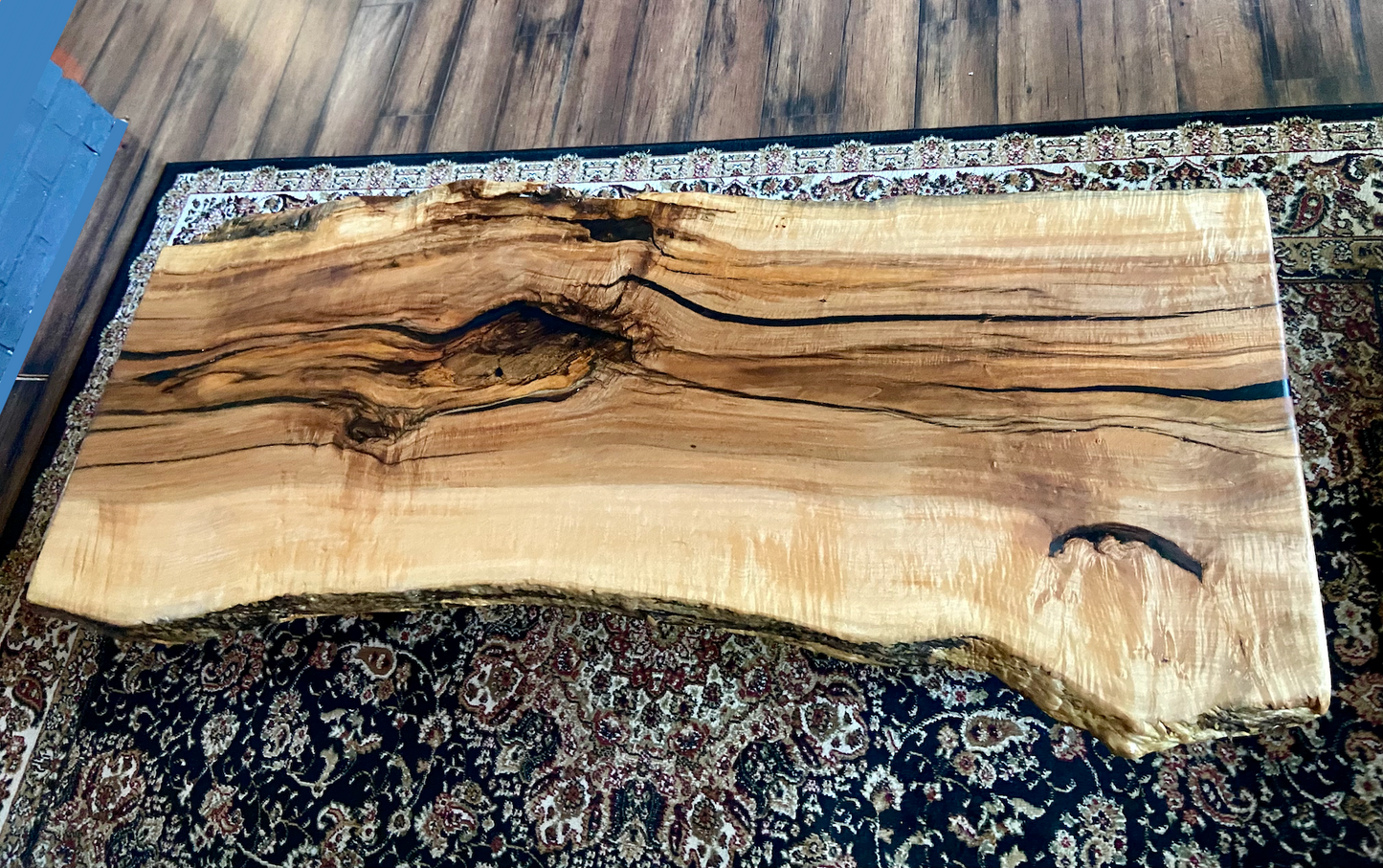 Live Edge Ambrosia Maple Table|Live Edge Spalted Maple Wood Coffee Table|Live Edge Rustic Table|Live Edge Epoxy Accented Maple Wood Table