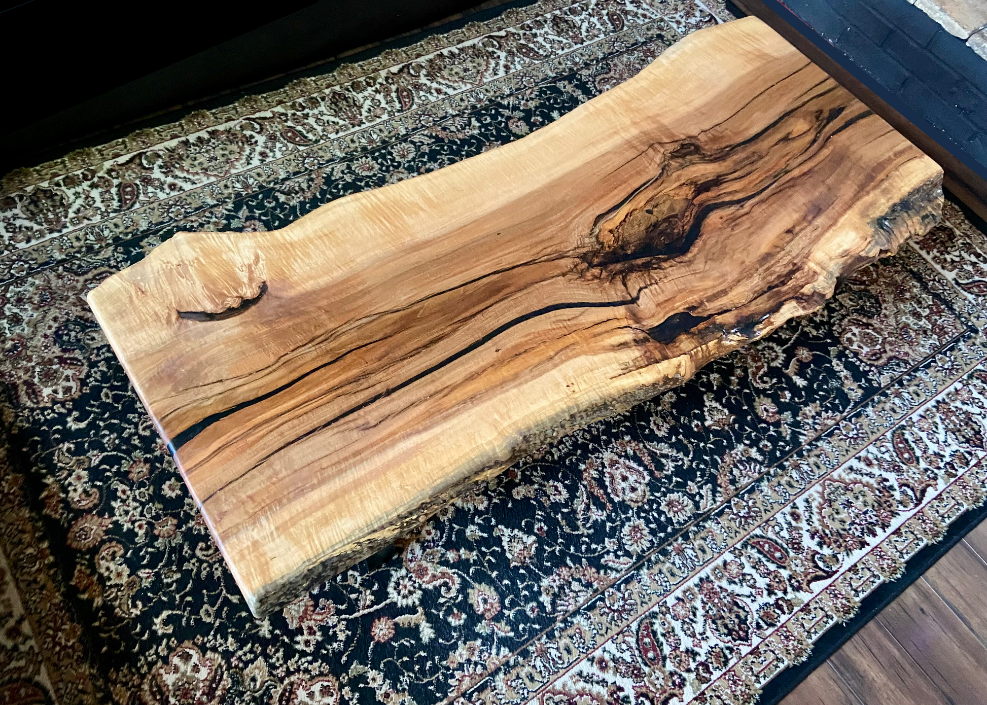 Live Edge Ambrosia Maple Table|Live Edge Spalted Maple Wood Coffee Table|Live Edge Rustic Table|Live Edge Epoxy Accented Maple Wood Table