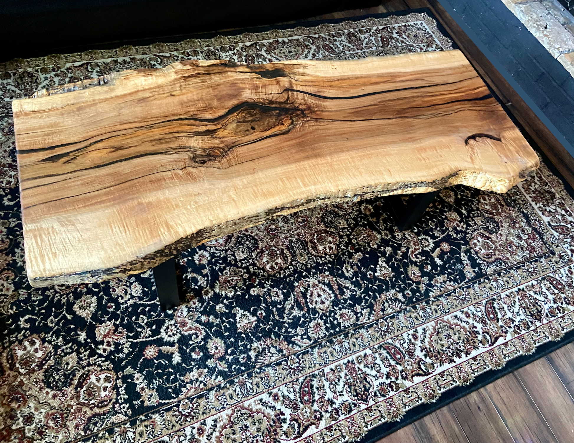 Live Edge Ambrosia Maple Table|Live Edge Spalted Maple Wood Coffee Table|Live Edge Rustic Table|Live Edge Epoxy Accented Maple Wood Table