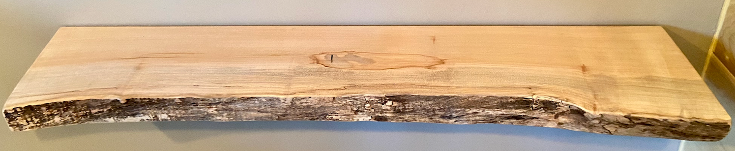 Modern Live Edge Maple Floating Shelf|Spalted Maple Natural Edge Wood Shelf|Live Edge Ambrosia Maple Shelf|Live Edge White Maple Mantel