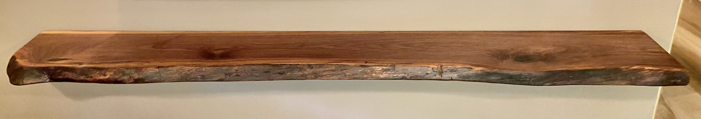 Live Edge Walnut Wood Floating Shelf Mantle|Live Edge Black Walnut Shelf|Live Edge Walnut Wood Shelf|Rustic Live Edge Walnut Mantel