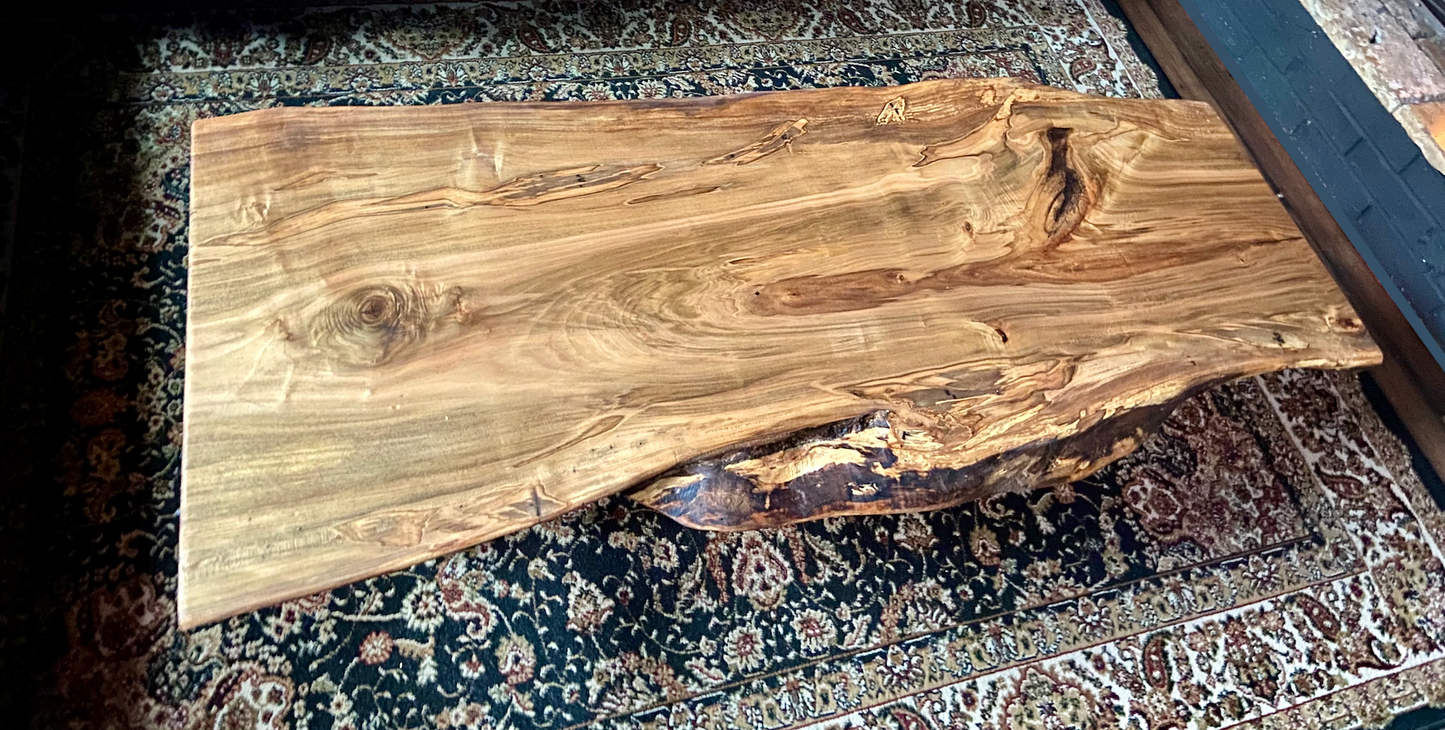 Unique Live Edge Wormy Maple Table|Live Edge Spalted Maple Wood Coffee Table|Live Edge Rustic Table|Natural Edge Ambrosia Maple Coffee Table