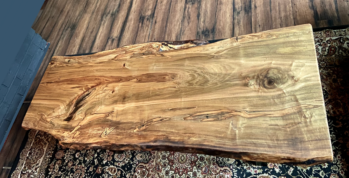 Unique Live Edge Wormy Maple Table|Live Edge Spalted Maple Wood Coffee Table|Live Edge Rustic Table|Natural Edge Ambrosia Maple Coffee Table