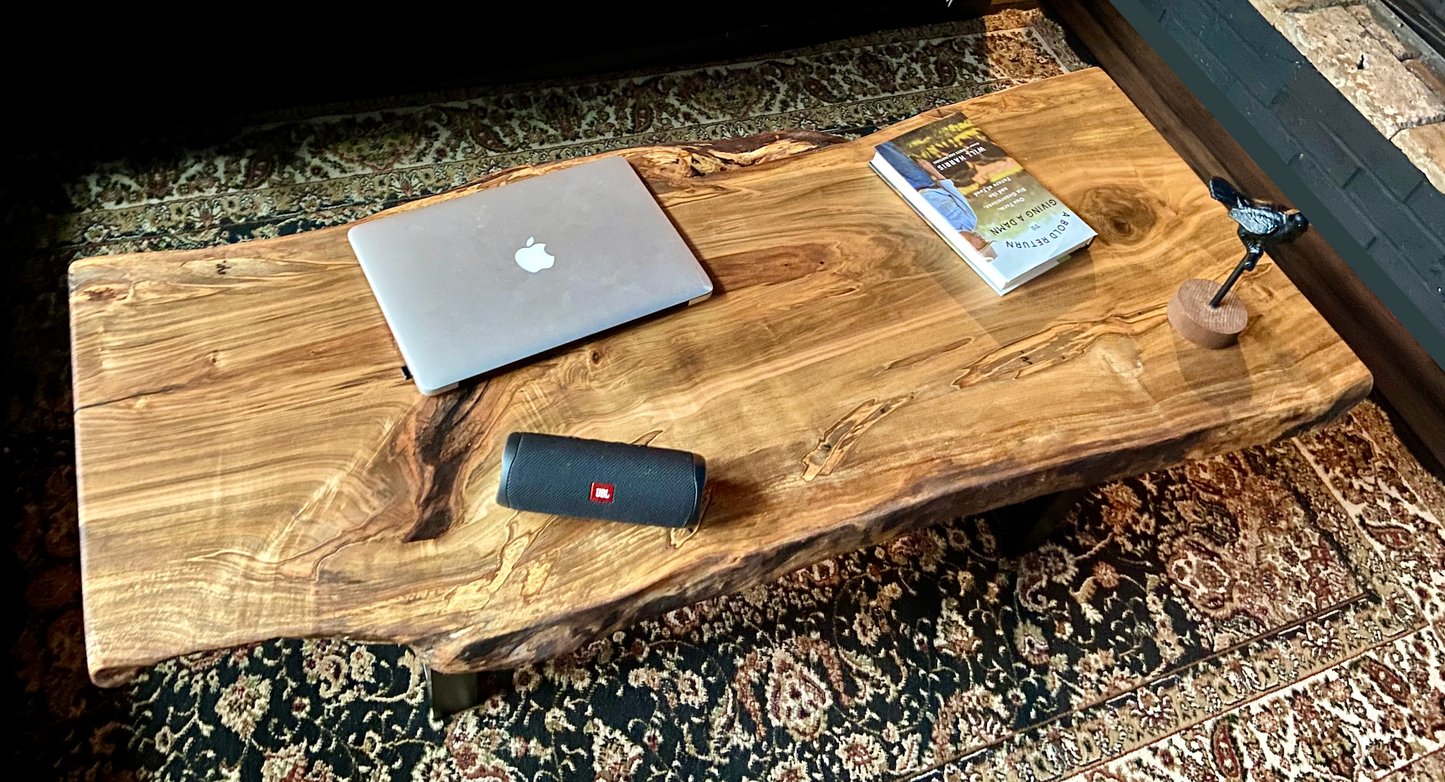 Unique Live Edge Wormy Maple Table|Live Edge Spalted Maple Wood Coffee Table|Live Edge Rustic Table|Natural Edge Ambrosia Maple Coffee Table