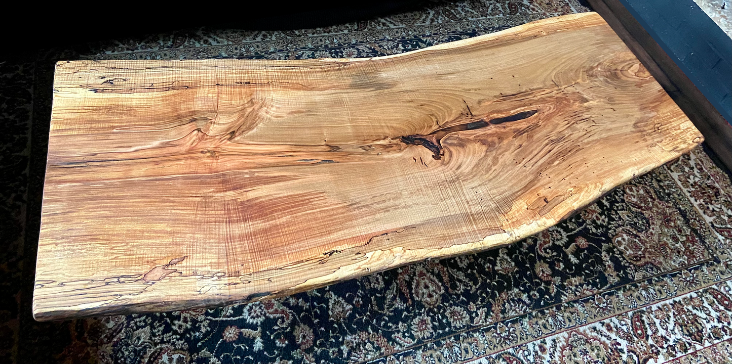 Natural Curved Live Edge Ambrosia Maple Wood Table