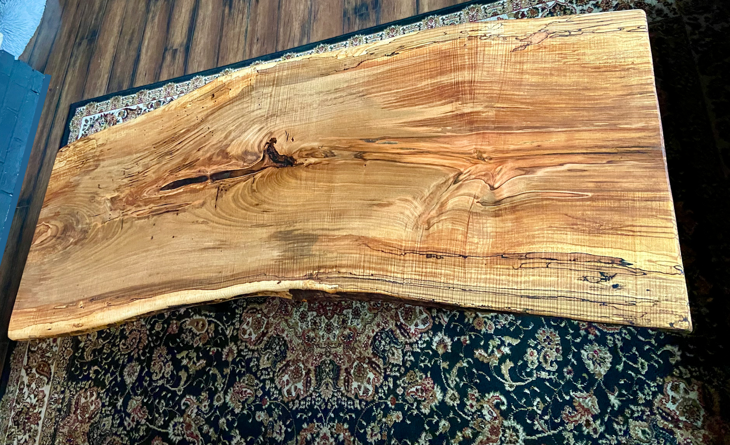 Natural Curved Live Edge Ambrosia Maple Wood Table