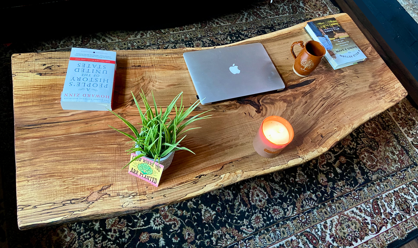 Natural Curved Live Edge Ambrosia Maple Wood Table