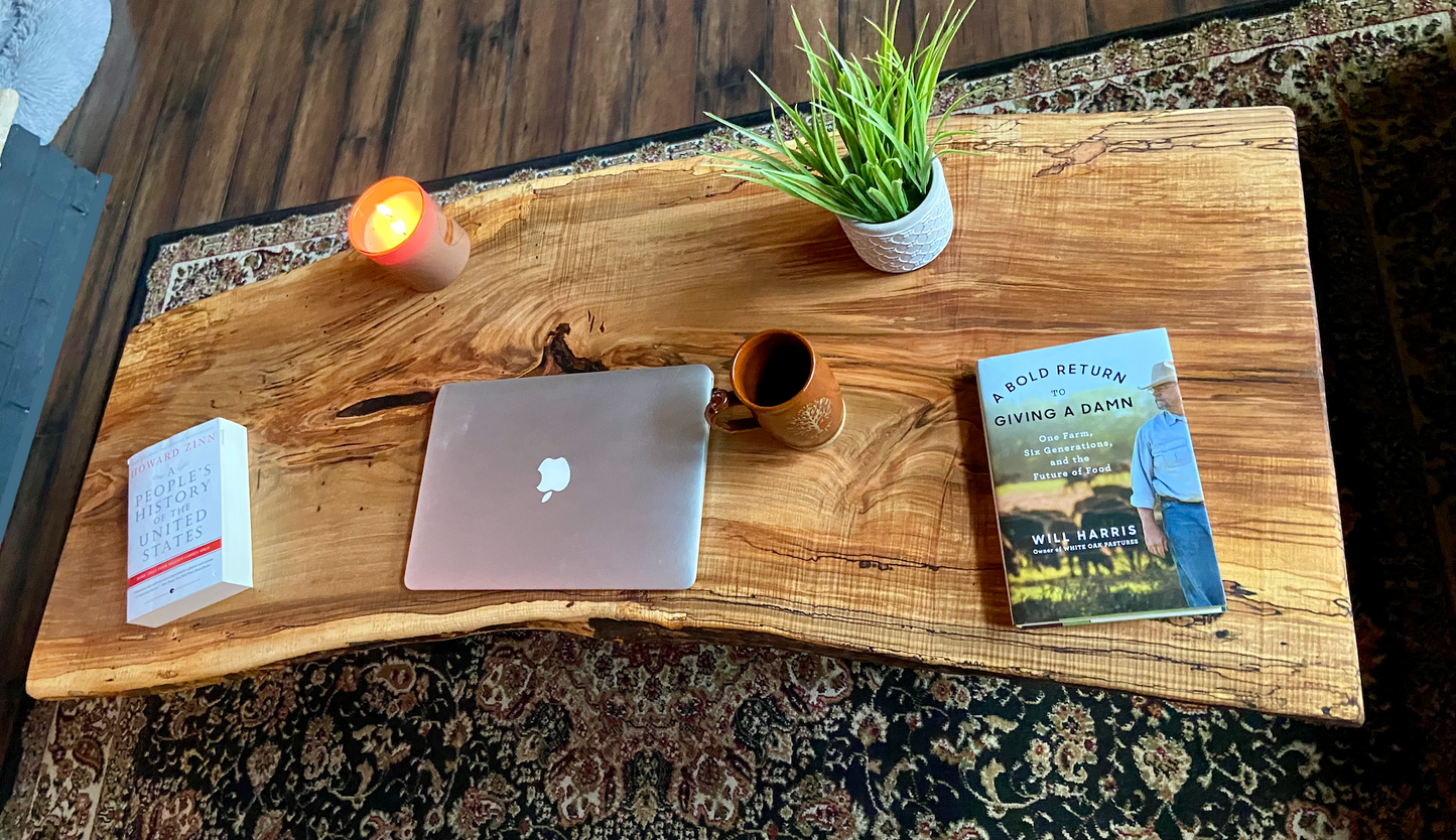 Natural Curved Live Edge Ambrosia Maple Wood Table