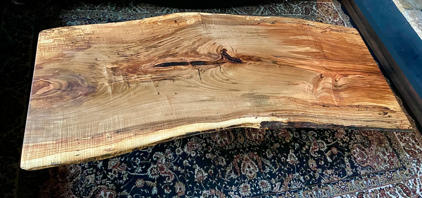 Natural Curved Live Edge Ambrosia Maple Wood Table