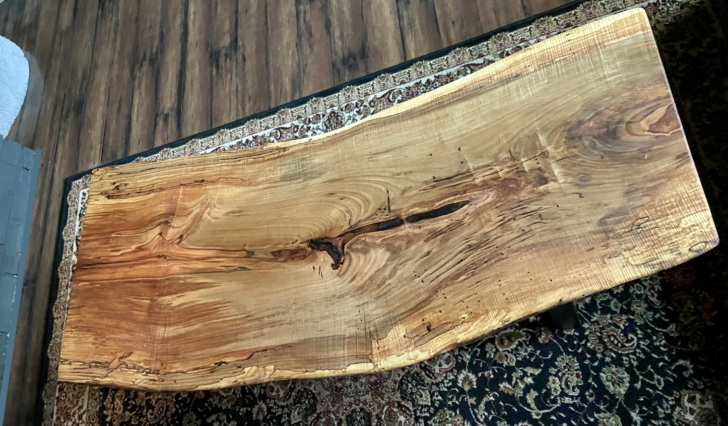 Natural Curved Live Edge Ambrosia Maple Wood Table