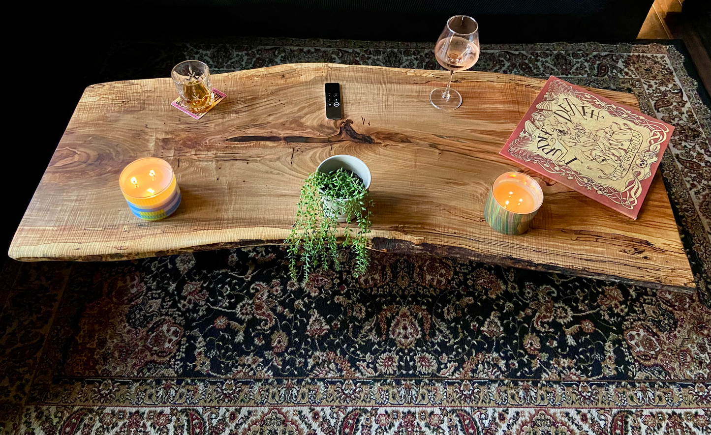 Natural Curved Live Edge Ambrosia Maple Wood Table