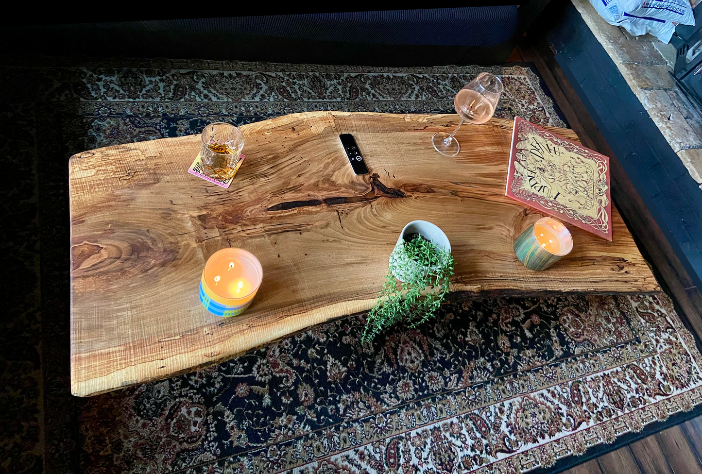 Natural Curved Live Edge Ambrosia Maple Wood Table