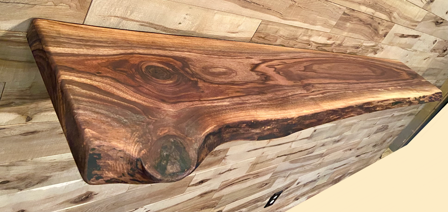 Custom Live Edge Walnut Floating Shelf, Live Edge Black Walnut Shelf, Live Edge Wood Shelf, Walnut Mantel, Rustic Live Edge Floating Ledge