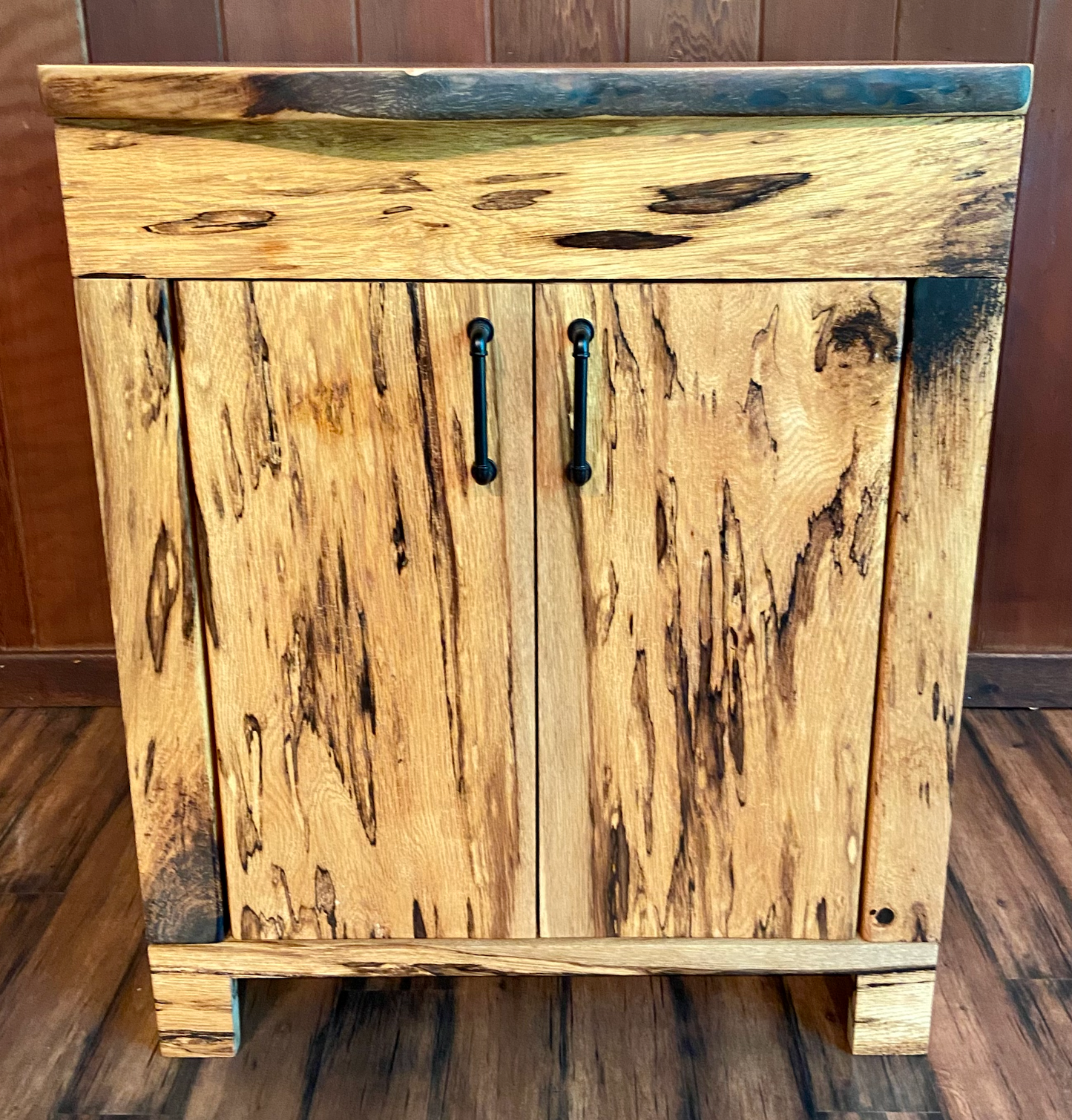 Spalted White Oak Vanity with Live Edge Walnut Top