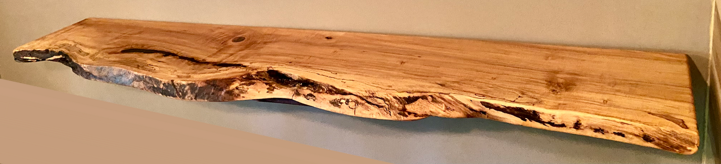 High Figure Live Edge Spalted Maple Organizer Shelf with Naturally Wavy Edge