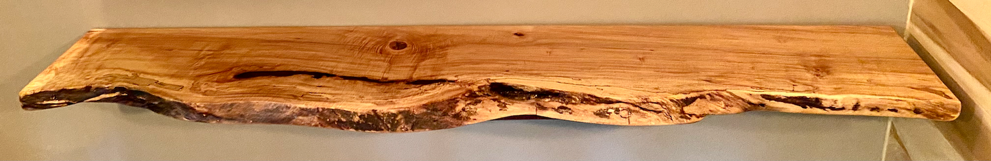 High Figure Live Edge Spalted Maple Organizer Shelf with Naturally Wavy Edge