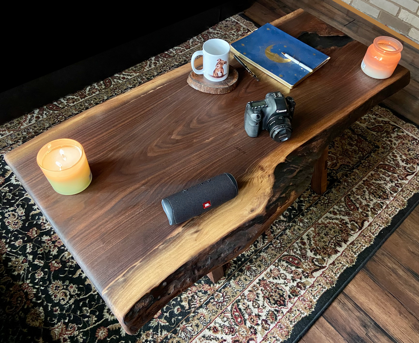  Live Edge Walnut Epoxy Coffee Table w/Clear Epoxy Fill|Rustic Live Edge Wood Table|Black Walnut Live Edge Wood Table Top|Live Edge Walnut