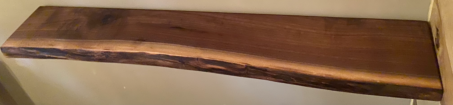 Narrow Live Edge Walnut Floating Shelf|Shallow Wall Hanging Shelf|Floating Wood Display Shelf|Hanging Plant Shelf|Rustic LiveEdge Wood Shelf