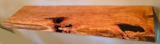 Straight Edge Cherry Wood Floating Shelf|Straight Cut Edges|Rustic Straight Edge Cherry Floating Wood Shelf|Wood Display Shelf|Modern Shelf