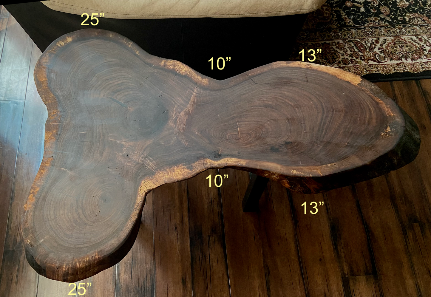 Live Edge Walnut Cross Cut Wood Coffee Table|Round Wood Table|Natural Walnut Wafer Wood End Table|Unique Wood Accent Table|Rustic Side Table