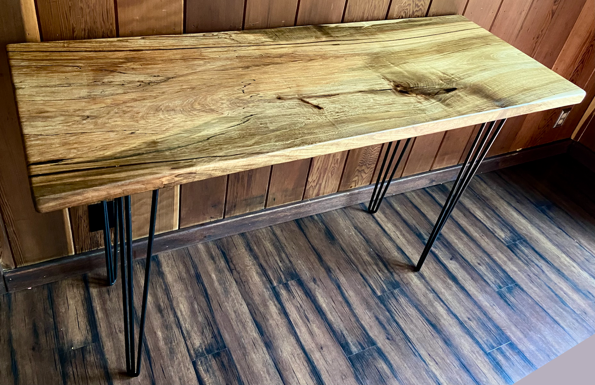 Solid Spalted Maple Wood Desk with High Figure and Unique Patterns | 5 Foot Long Desk | Standing Solid Wood Desk | Modern Rustic DeskSolid Spalted Maple Wood Desk with High Figure and Unique Patterns | 5 Foot Long Desk | Standing Solid Wood Desk | Modern Rustic Desk