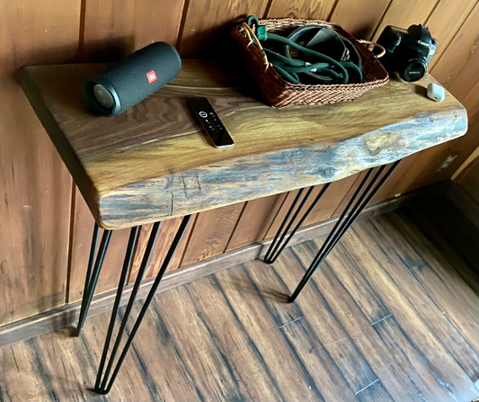  Live Edge Lightly Colored Walnut Console Table|Rustic Farmhouse Entry Table or Live Edge Sofa Table|Wood Entry Table|Live Edge Display Table