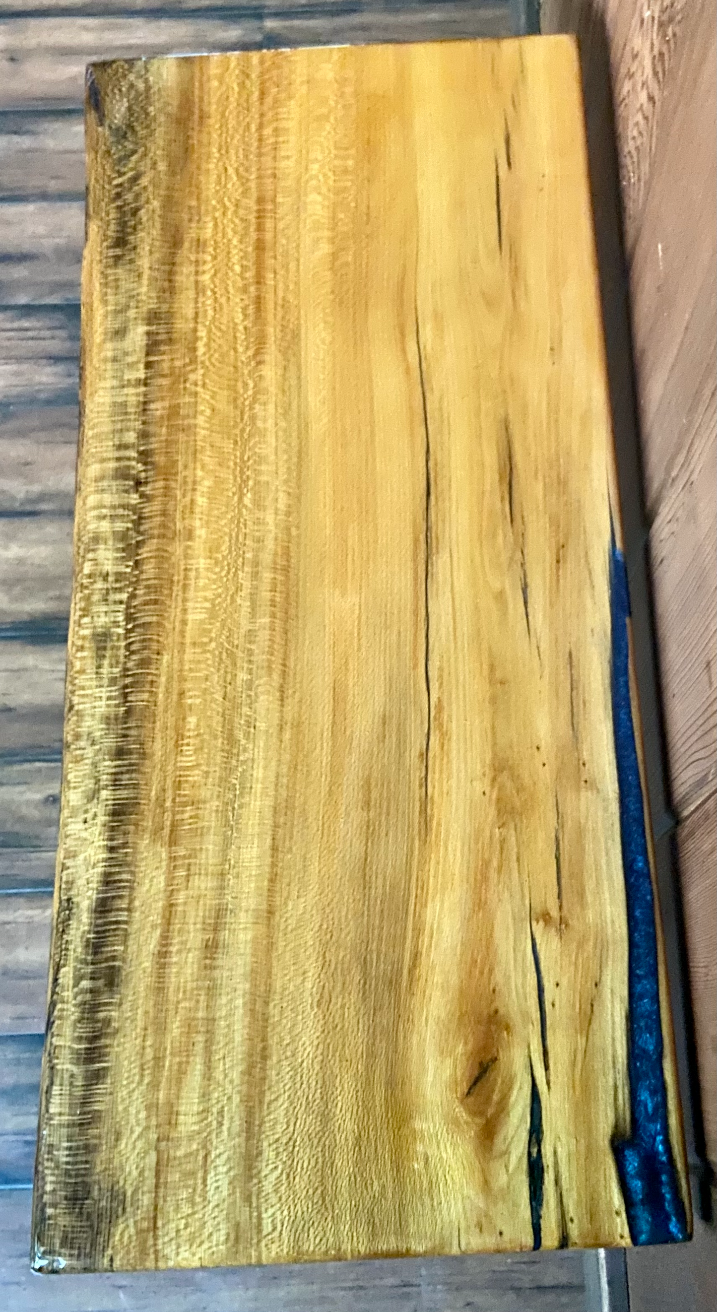 Rustic and Clean Live Edge Maple Accent Table with Epoxy Coat