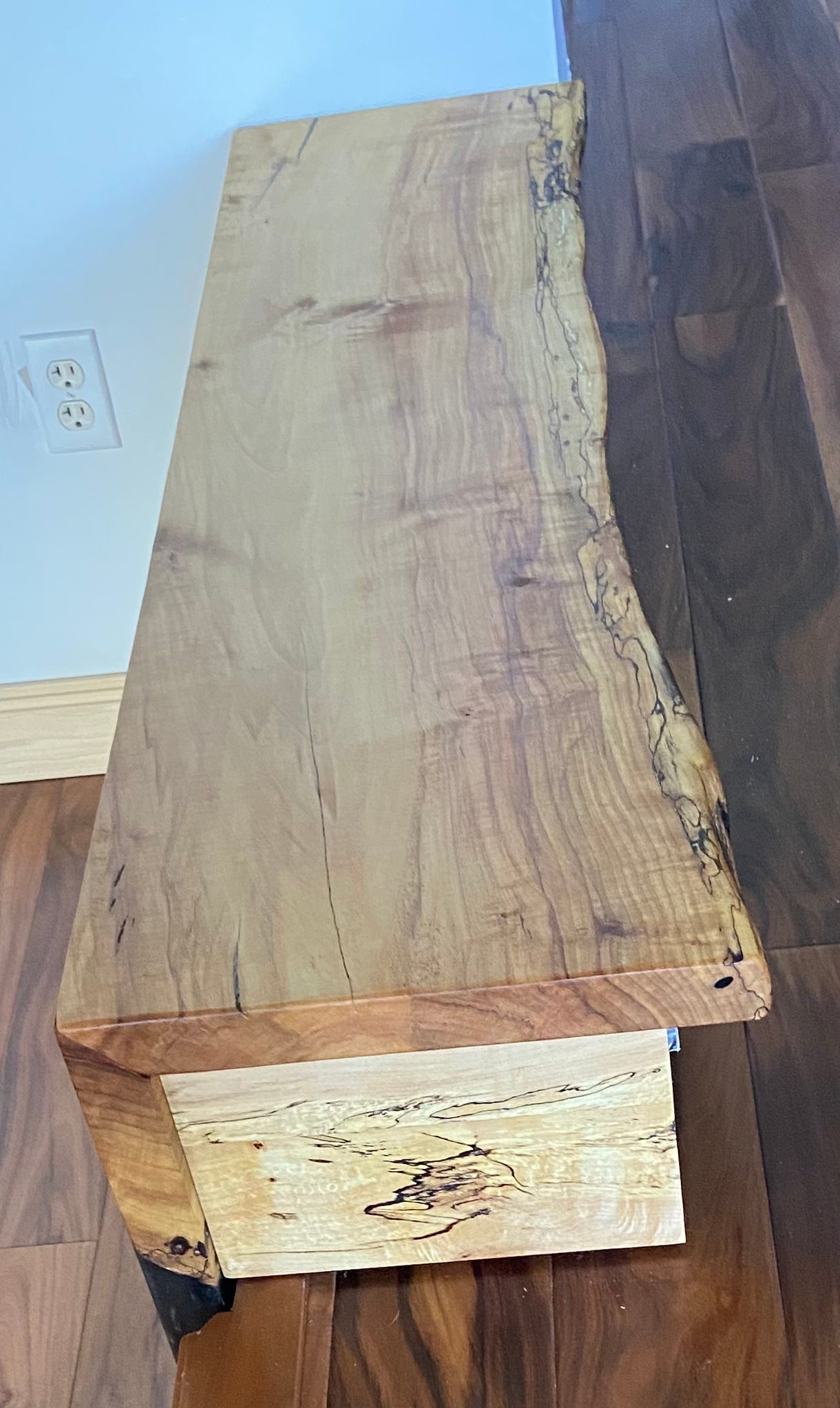 River Pour Epoxy Spalted Maple Accent Walls with Waterfall Edge