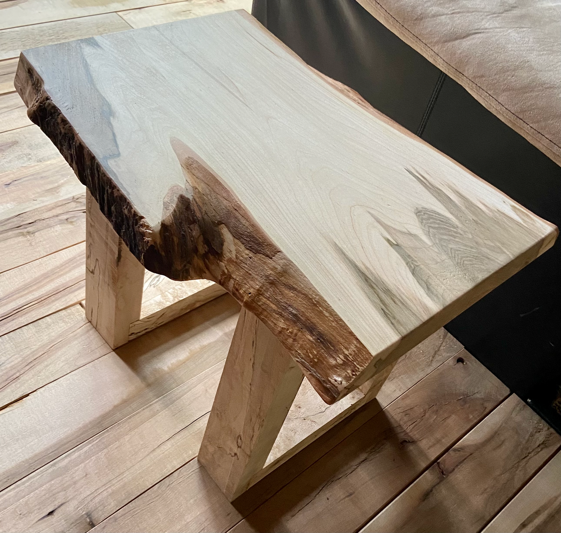 Small Live Edge Ambrosia Maple End Table (20"L x 16"W)|Modern Coffee Table|Sleek Live Edge Side Table|Maple Wood Accent Table|Bedside Table