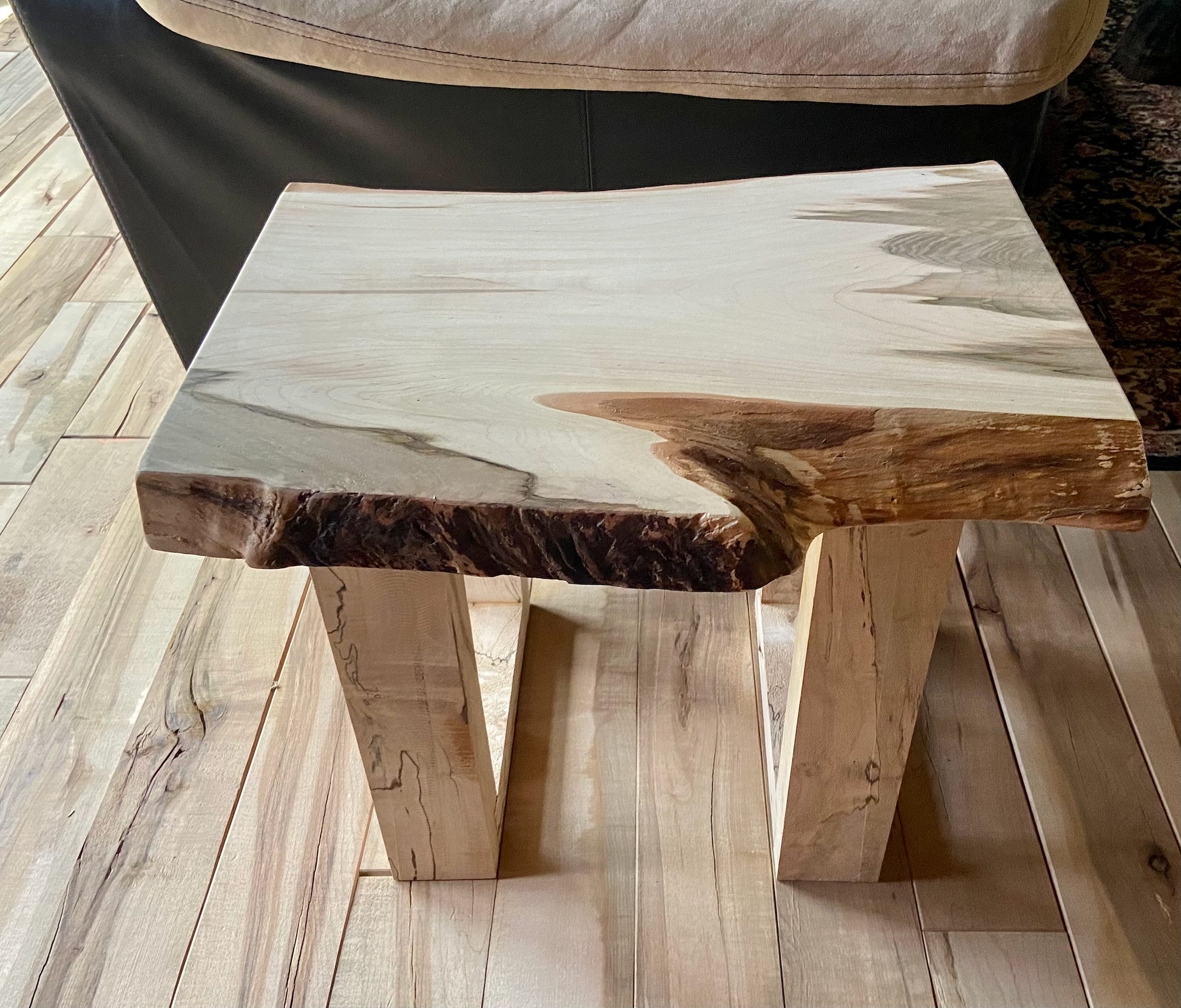 Small Live Edge Ambrosia Maple End Table (20"L x 16"W)|Modern Coffee Table|Sleek Live Edge Side Table|Maple Wood Accent Table|Bedside Table