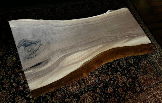 Gray and Violet Live Edge Walnut Rustic Wood Coffee Table|Black Walnut Live Edge Wood Table Top|Natural Edge Coffee Table|Natural Wood Table
