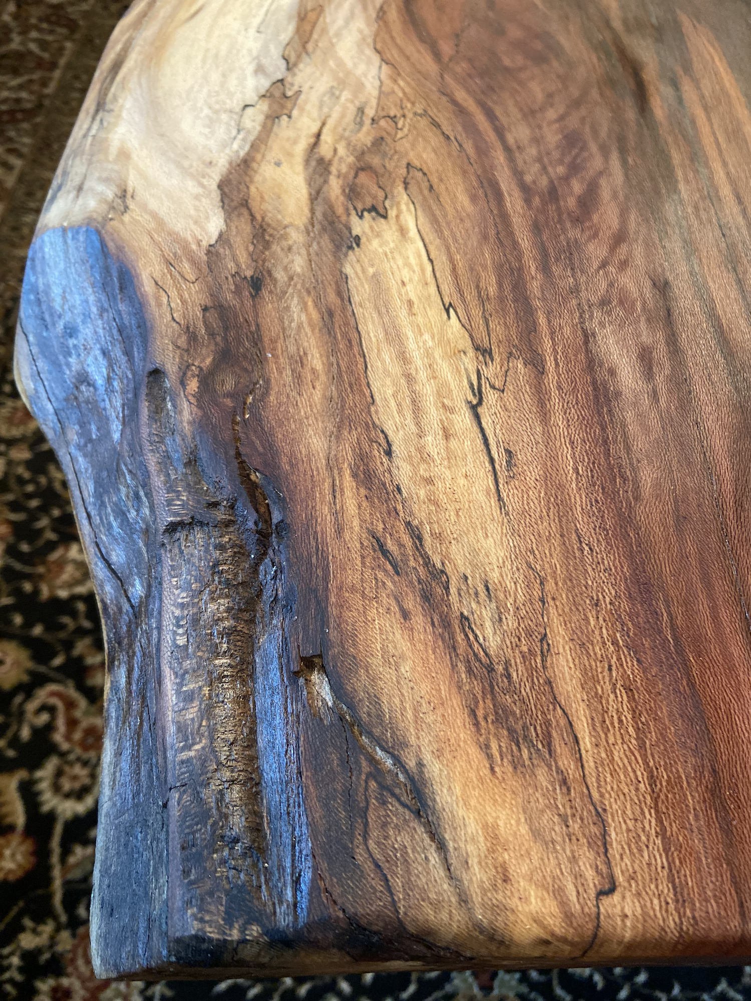 Large Live Edge Spalted Maple Sycamore Table|Natural Wood Coffee Table|Live Edge Coffee Table|Live Edge Sycamore Table|Large Coffee Table