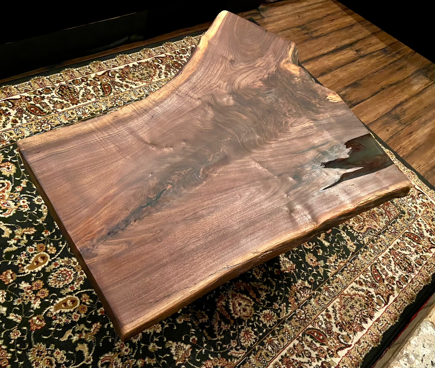 Naturally Curved Live Edge Walnut Coffee Table|Live Edge Wood Coffee Table|Natural Edge Black Walnut Table|Live Edge Rustic Walnut Table