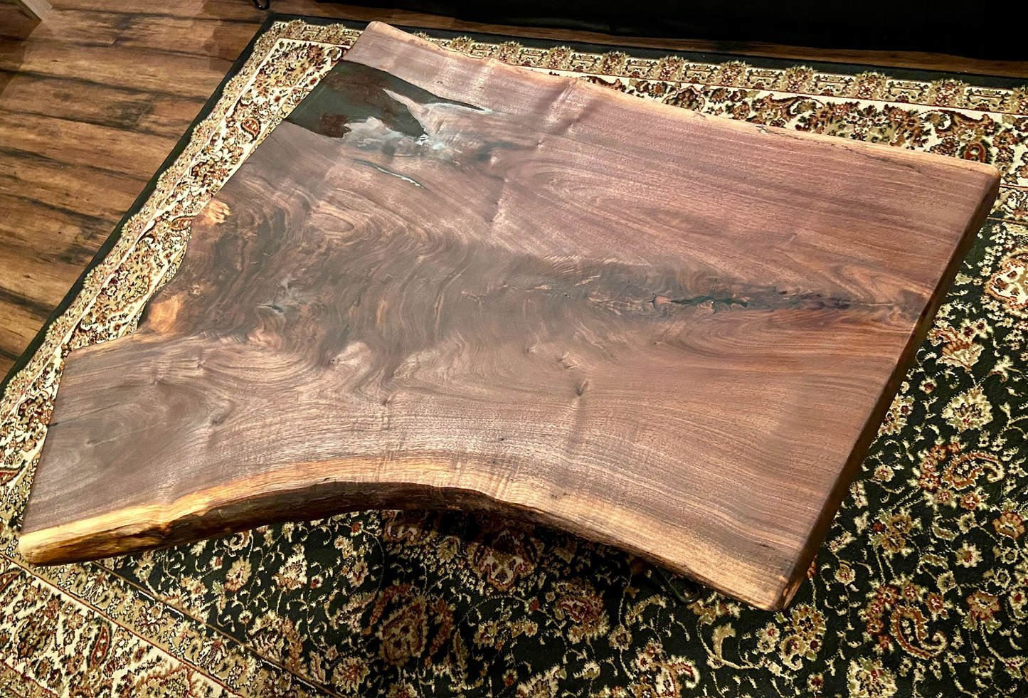 Naturally Curved Live Edge Walnut Coffee Table|Live Edge Wood Coffee Table|Natural Edge Black Walnut Table|Live Edge Rustic Walnut Table