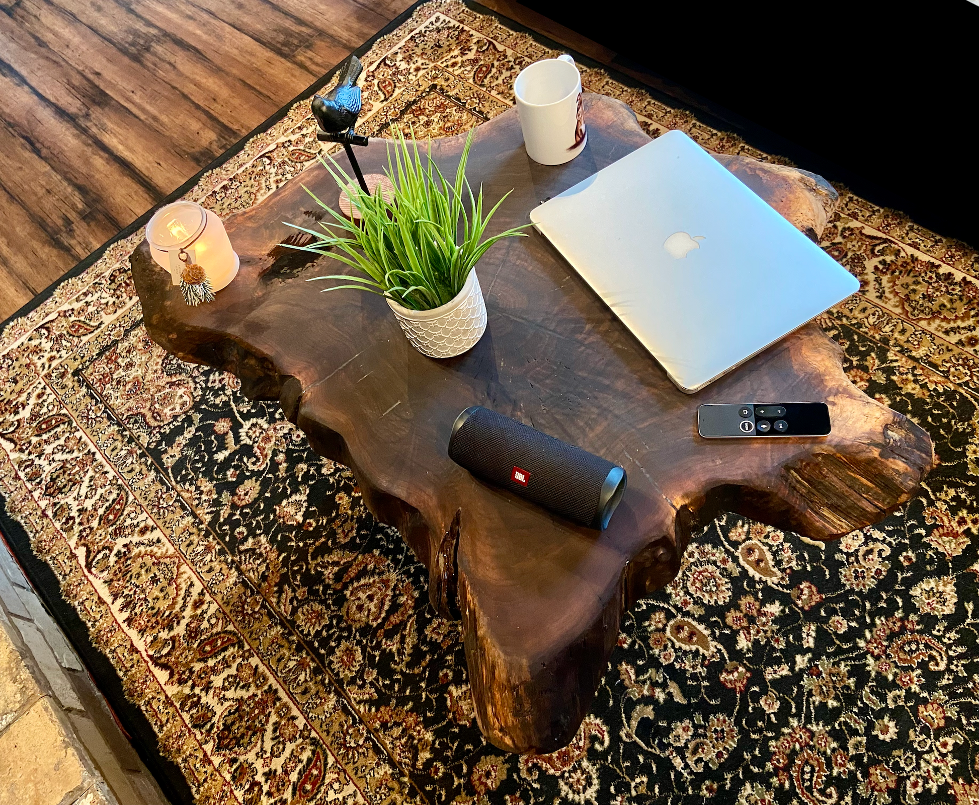 Live Edge Cross Cut Walnut Coffee Table|Live Edge Round Wood Coffee Table|Starburst Black Walnut Table|Live Edge Rustic Walnut Wafer Table