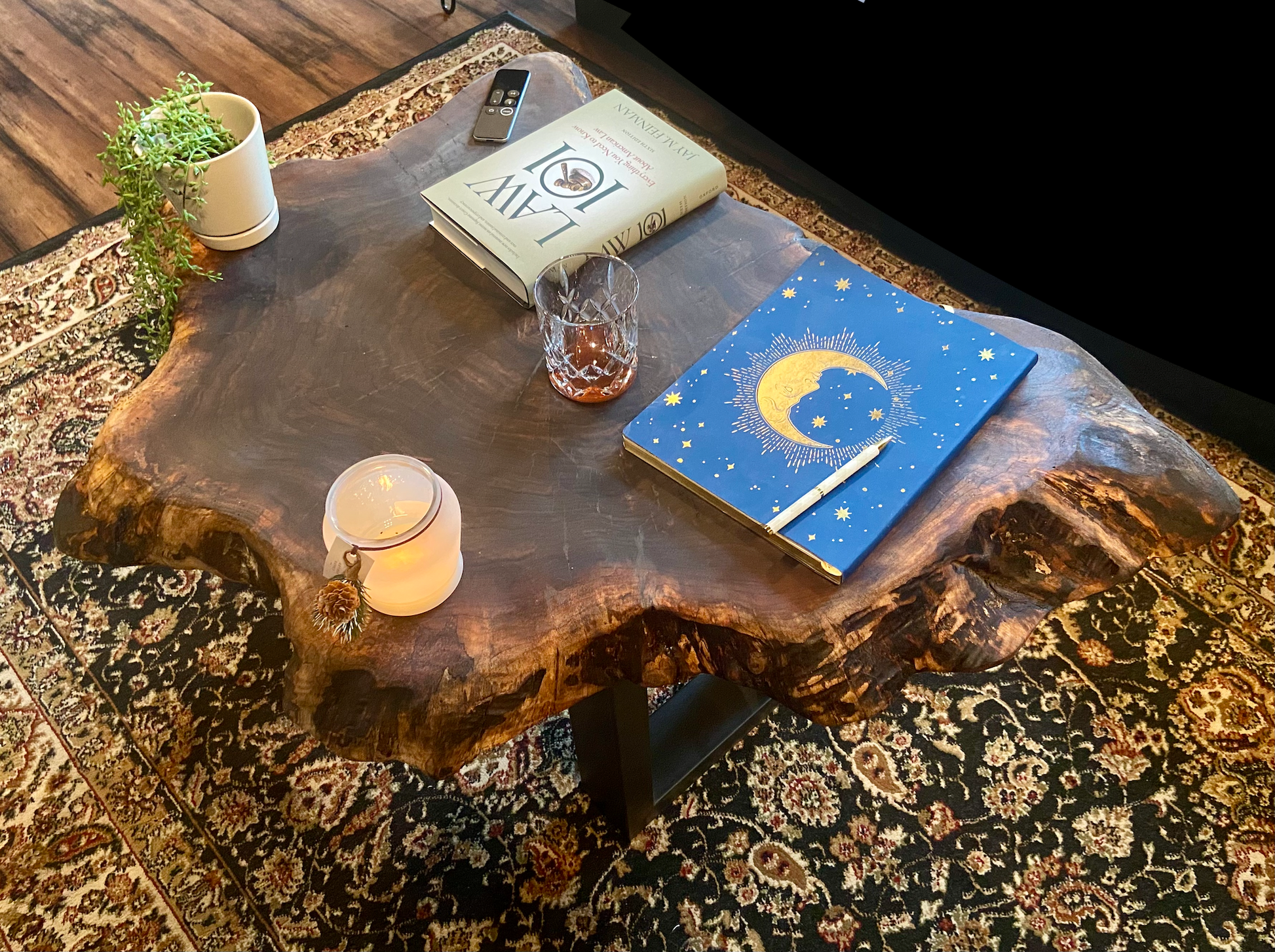Live Edge Cross Cut Walnut Coffee Table|Live Edge Round Wood Coffee Table|Starburst Black Walnut Table|Live Edge Rustic Walnut Wafer Table
