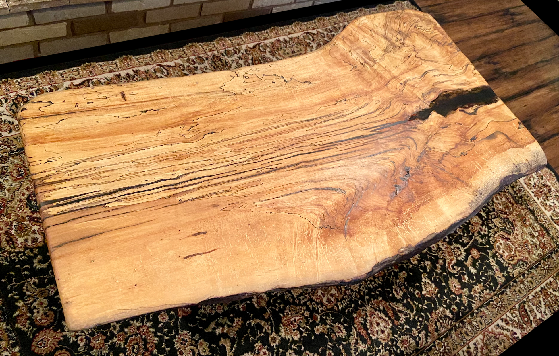 Large Natural Live Edge Wormy Maple Wood Coffee Table|Modern Rustic Coffee Table|Ambrosia Maple Coffee|Live Edge Round Wood Table